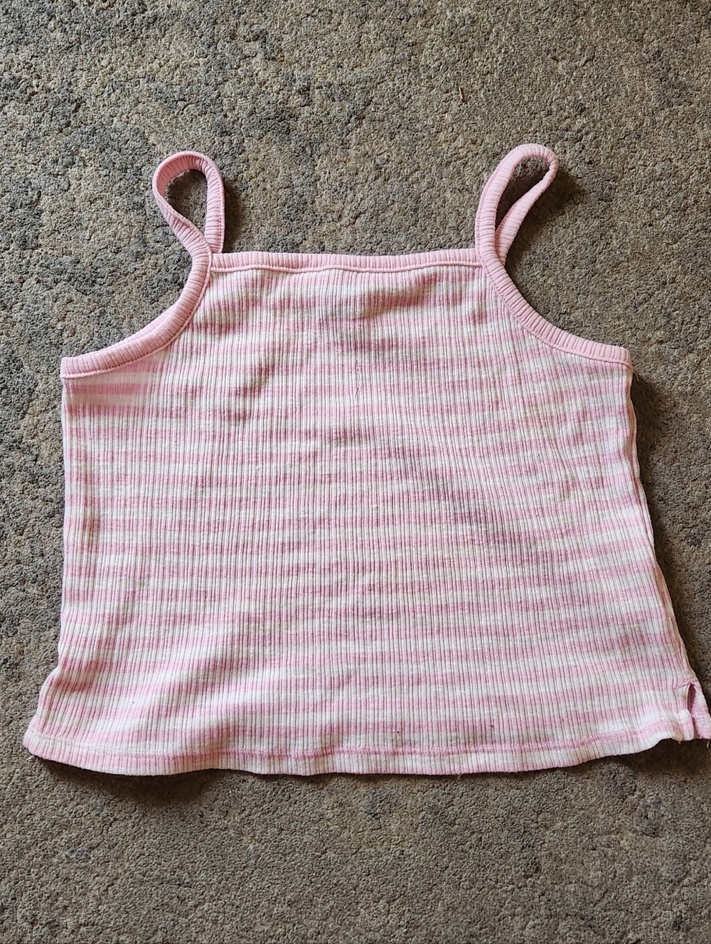 Old Navy Pink and White Ribbed Stripe Tank